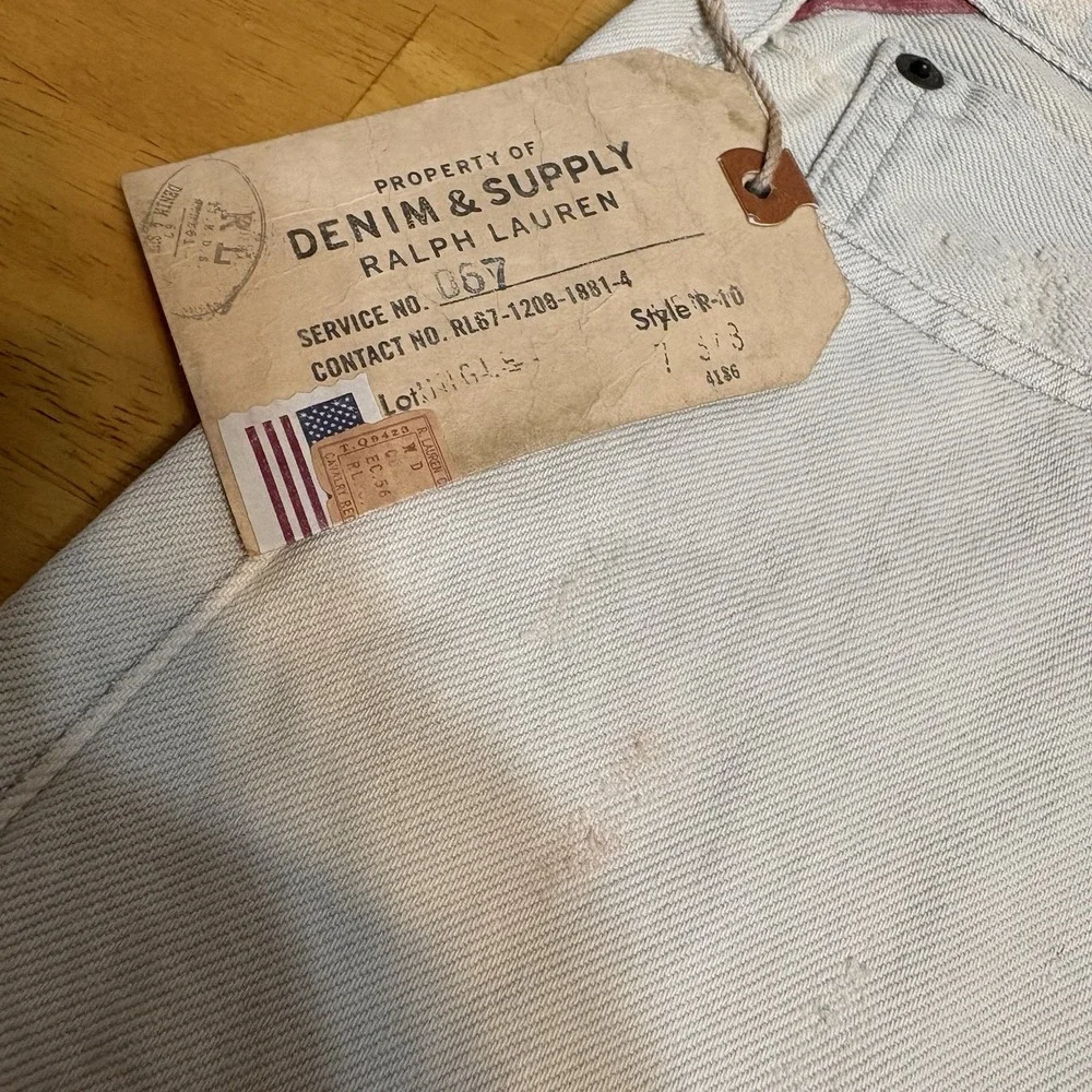 Denim & Supply Ralph Lauren Jeans Womens 36x32 Slim Fit‎ Low Rise White Distress